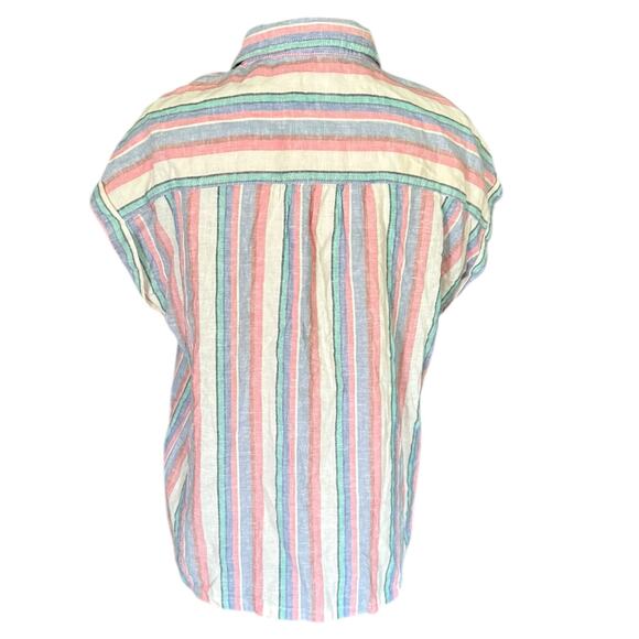 Orvis Classic Collection Linen Blend Striped Button Front Shirt Medium - Picture 2 of 5